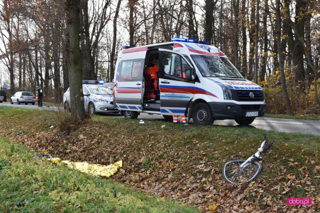 potrącenie rowerzysty w Nowiźnie w powiecie dzierżoniowskim