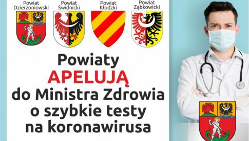 Powiaty apelują do Ministra Zdrowia o szybkie testy na koronawirusa