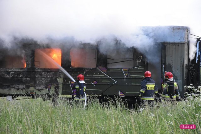 Pożar pociągu w Dzierżoniowie