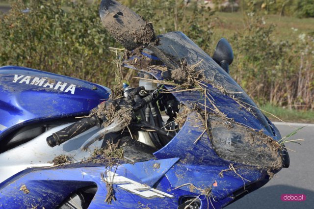 Wypadek motocyklisty na drodze Łagiewniki - Sienice