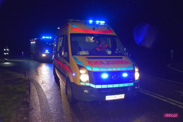 Bus wypadł z drogi Dzierżoniów - Łagiewniki. Trzy osoby w szpitalu! 