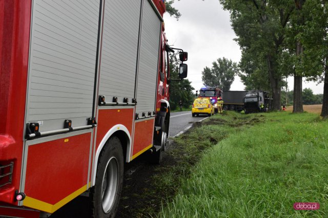 Ciężarówka wypadła z drogi Strzelin - Łagiewniki 
