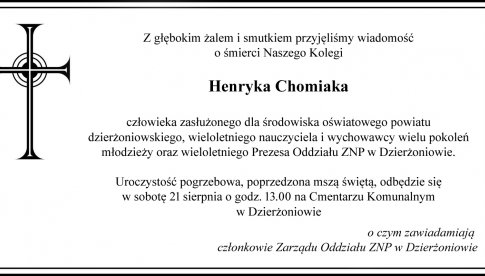 Nekrolog Henryk Chomiak