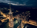Powiat Dzierżoniowski - bielawskie cmentarze nocą z lotu ptaka