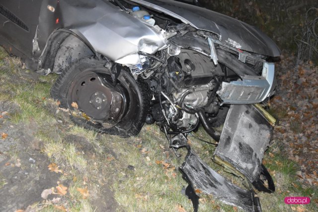 Fiat wypadł z drogi Dzierżoniów - Łagiewniki