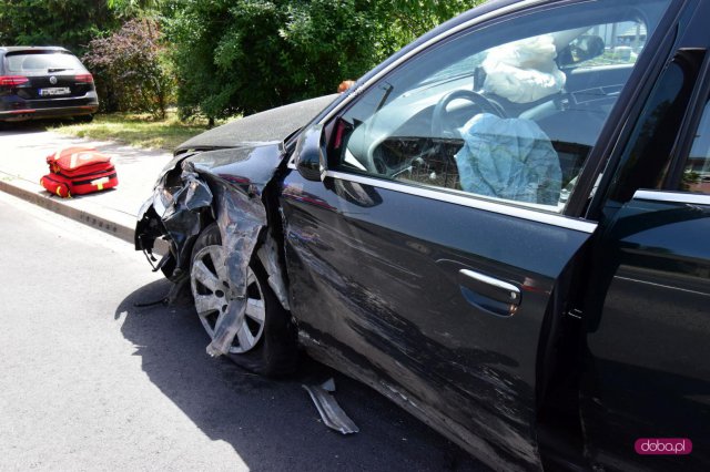 Zderzenie skody z audi w Łagiewnikach