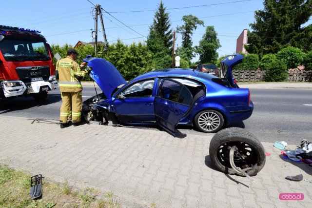 Zderzenie skody z audi w Łagiewnikach