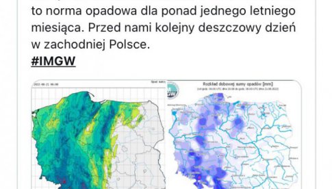 IMGW-PIB: W Dzierżoniowie najwyższa suma opadów w Polsce!