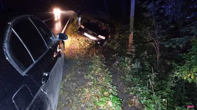 Audi wypadło z drogi w Piławie Dolnej