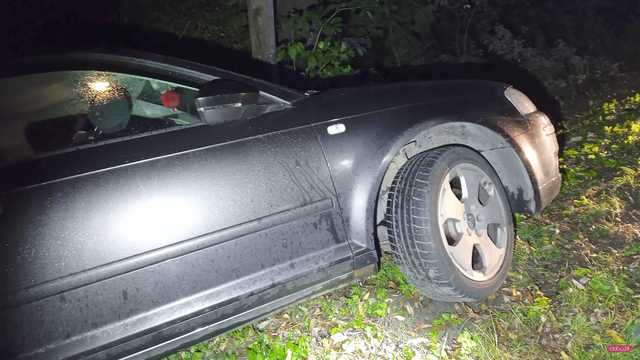 Audi wypadło z drogi w Piławie Dolnej