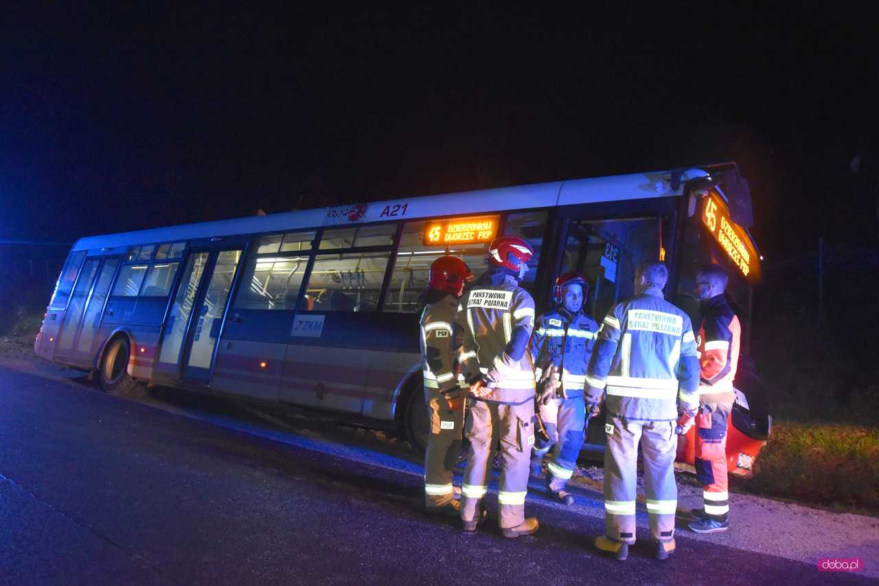 Autobus wypadł z drogi Niemcza - Dzierżoniów