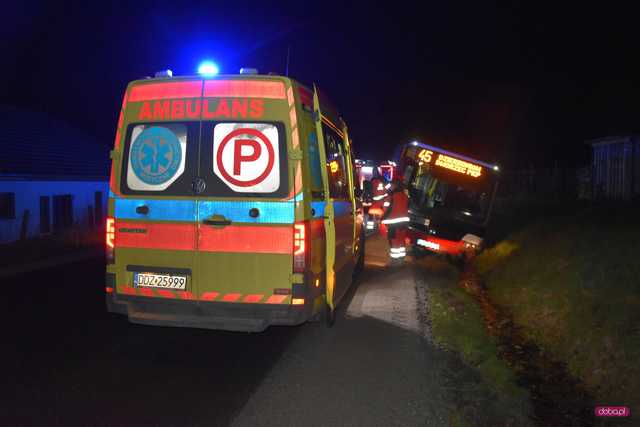 Autobus wypadł z drogi Niemcza - Dzierżoniów