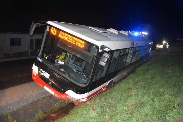 Autobus wypadł z drogi Niemcza - Dzierżoniów