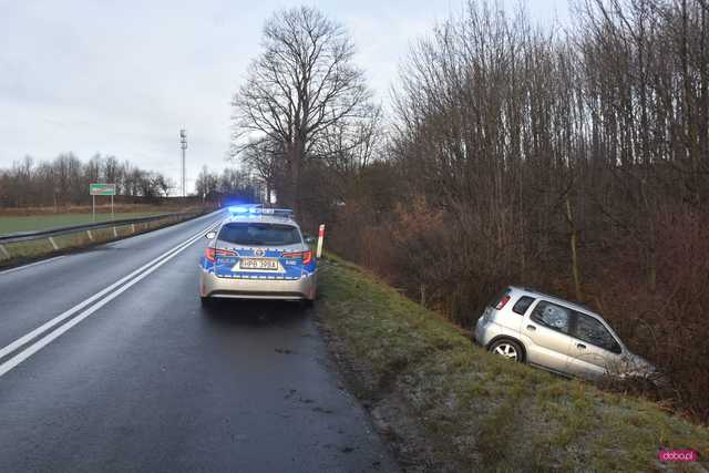 Suzuki wypadło z drogi Dzierżoniów - Świdnica