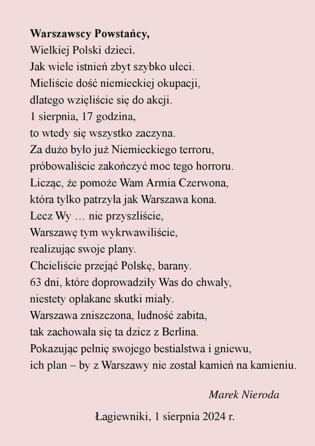80. rocznica wybuchu Powstania Warszawskiego - uroczystości w Łagiewnikach
