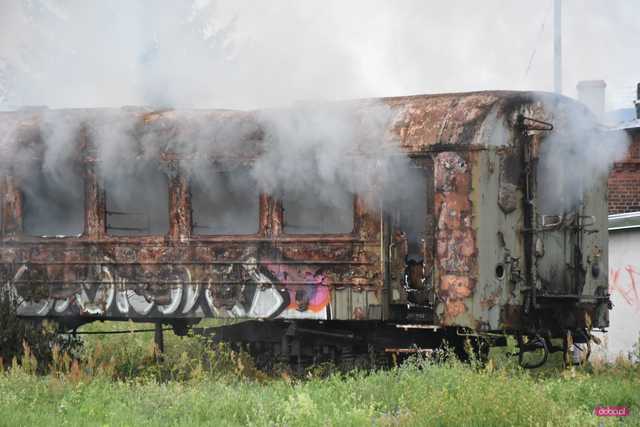 pożar wagonu w Dzierżoniowie