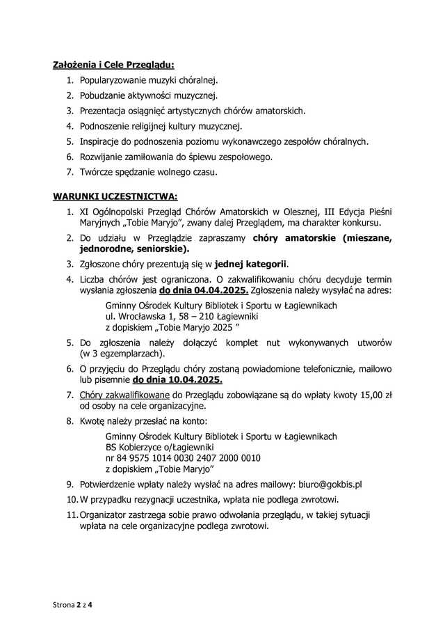 Ogólnopolski Przegląd Chórów Amatorskich w Olesznej