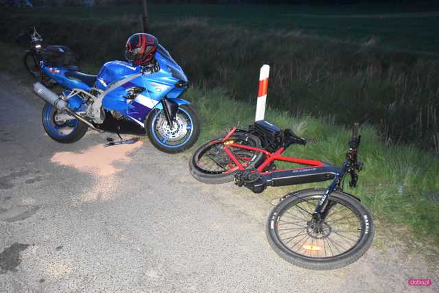 Zderzenie motocyklisty z rowerzystą