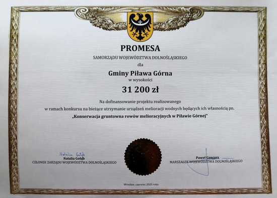 Piława Górna z dofinansowaniem na inwestycje w infrastrukturę melioracyjną i drogową