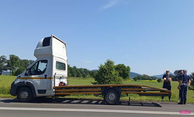 Zderzenie motocyklisty z lawetą