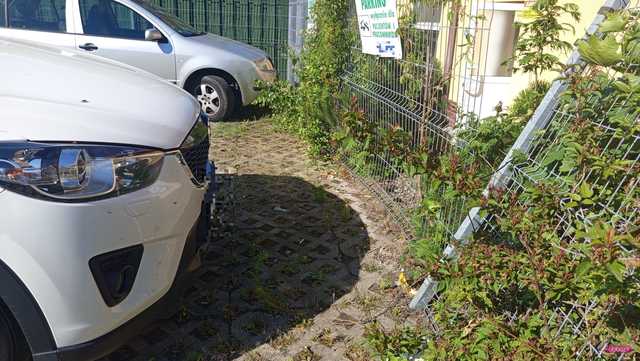 Mazdą uderzyła w słupek ogrodzeniowy