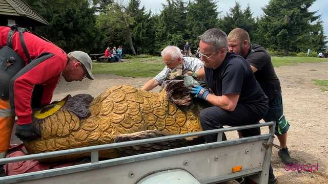 Nowa rzeźba sowy na Wielkiej Sowie 