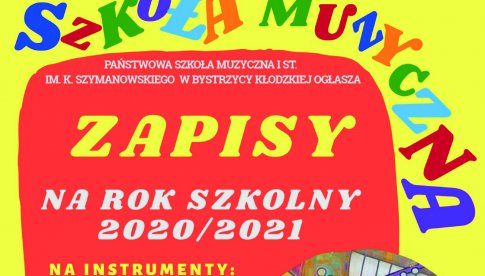 Szkoła Muzyczna w Bystrzycy Kłodzkiej rozpoczęła zapisy na rok szkolny 2020/2021