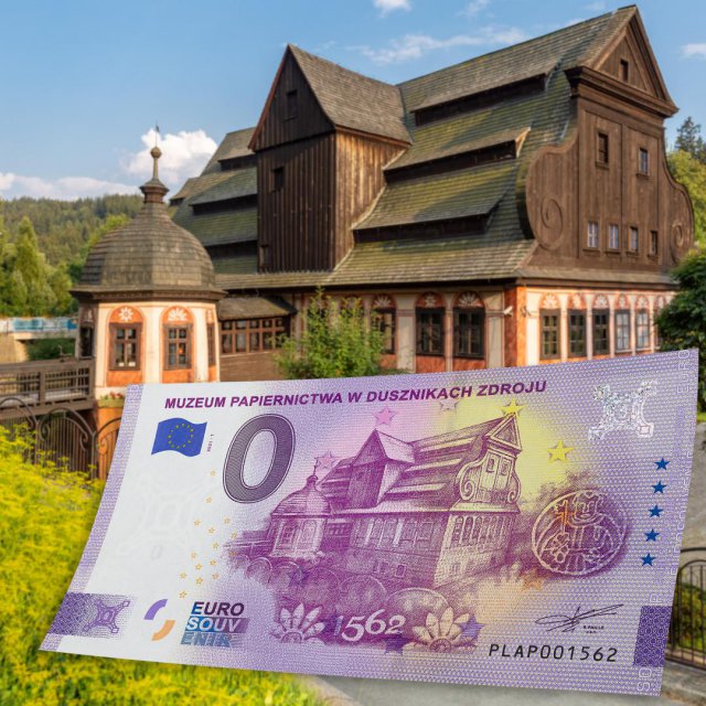 Banknoty kolekcjonerskie przedstawiające motyw dusznickiego młyna papierniczego będą dostępne w ofercie Muzeum od 8 maja 2021 r.