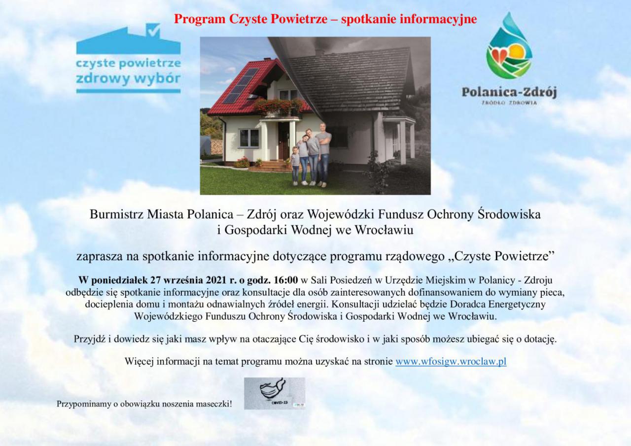 Spotkanie konsultacyjne w ramach programu „Czyste Powietrze” w gminie  Polanica-Zdrój