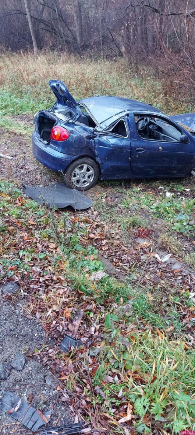 Kierująca z nieustalonych przyczyn zjechała z drogi i uderzyła pojazdem w drzewo.