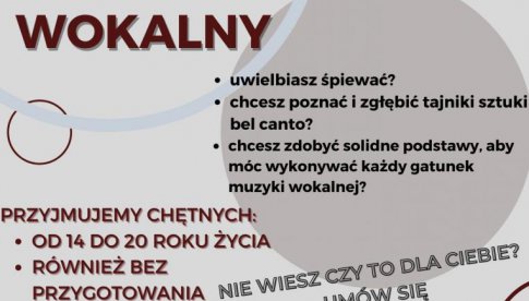 Rekrutacja na Wydział Wokalny w PSM I st. w Bystrzycy Kł.