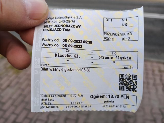 Pierwszy kurs KD do Stronia Śl., 5.9.2022