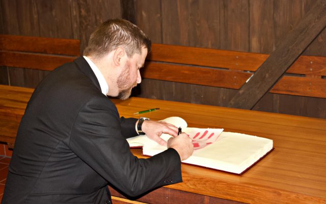 Aleš Michl w Muzeum Papiernictwa, 3.1.2022 Duszniki-Zdrój