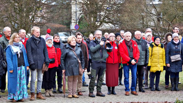 Odłonięcie tablicy poświęconej Wiesławowi Mikicie, Lądek-Zdrój 5.3.2023