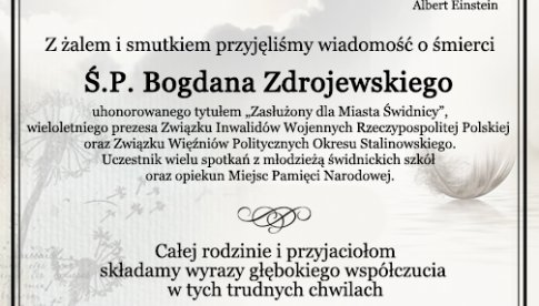 Kondolencje dla rodziny i bliskich Bogdana Zdrojewskiego 