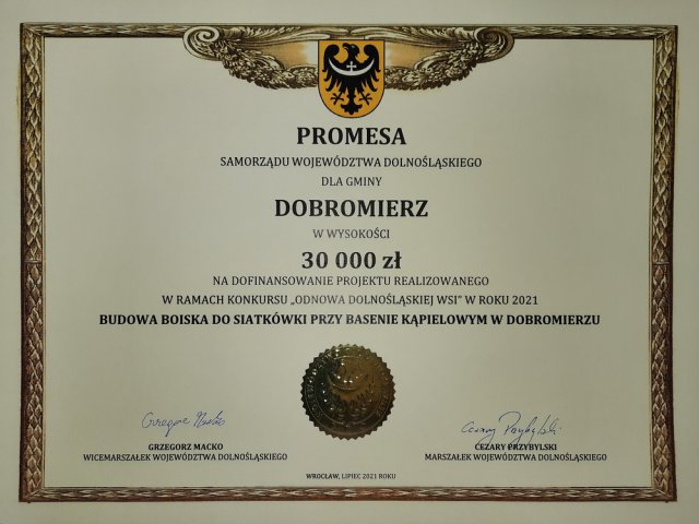 Promesa z Odnowy Wsi dla gminy Dobromierz