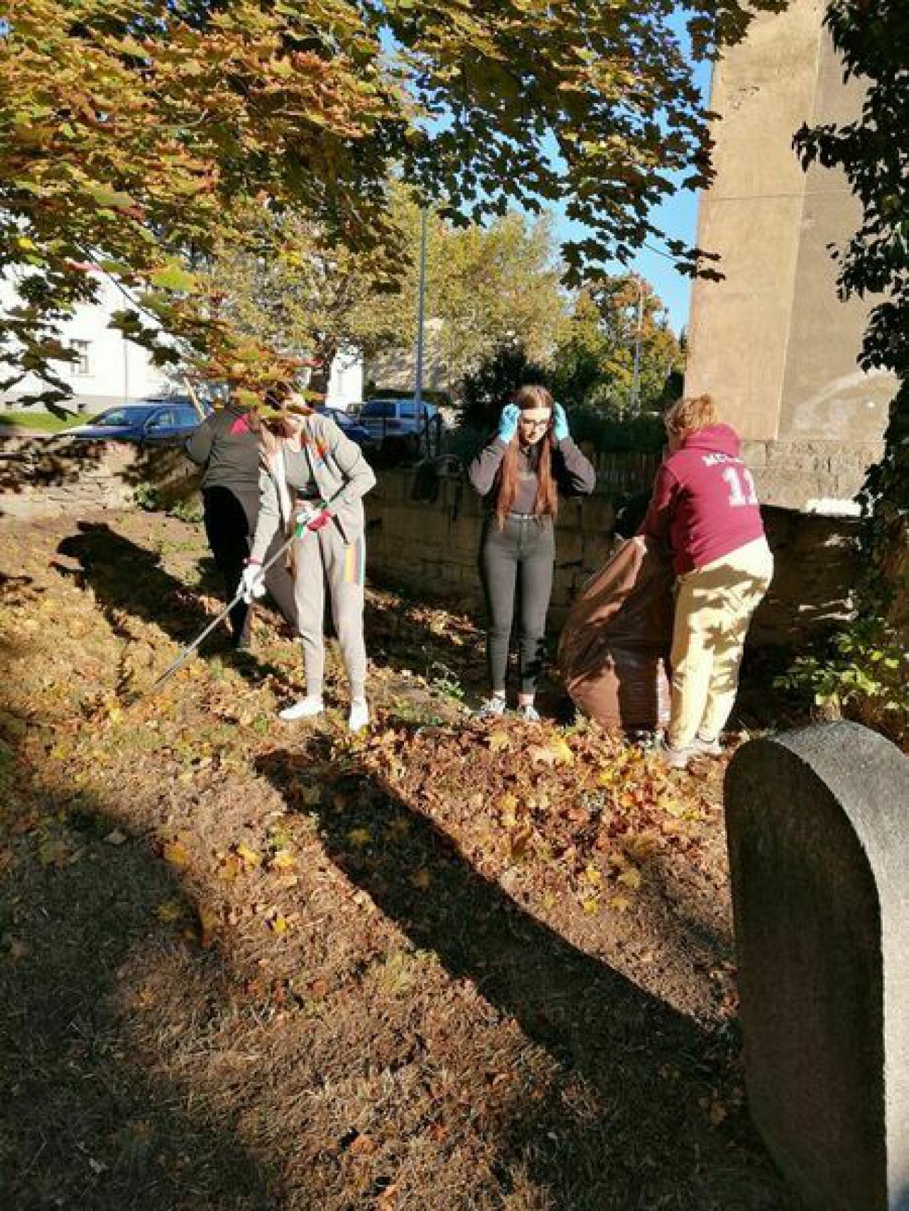 [FOTO] Młodzież ze strzegomskiego ZS uczestniczyła w akcji sprzątania Cmentarza Żydowskiego
