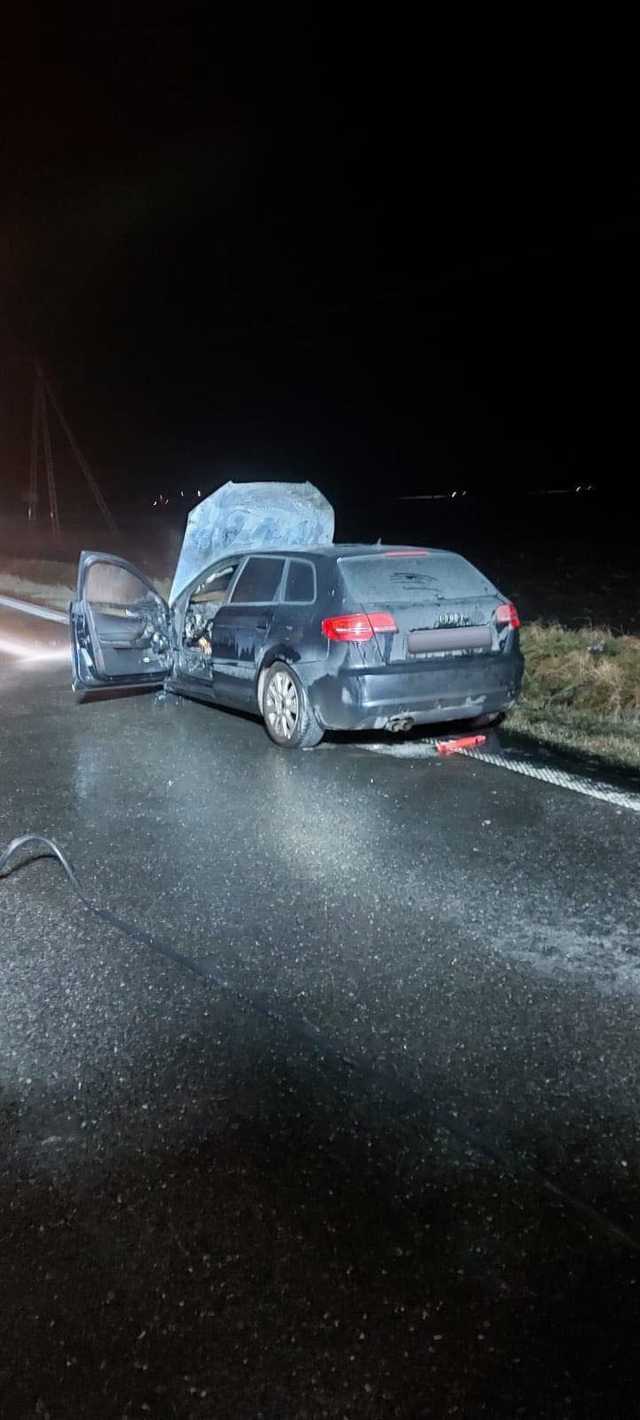 Pożar Audi na krajowej piątce
