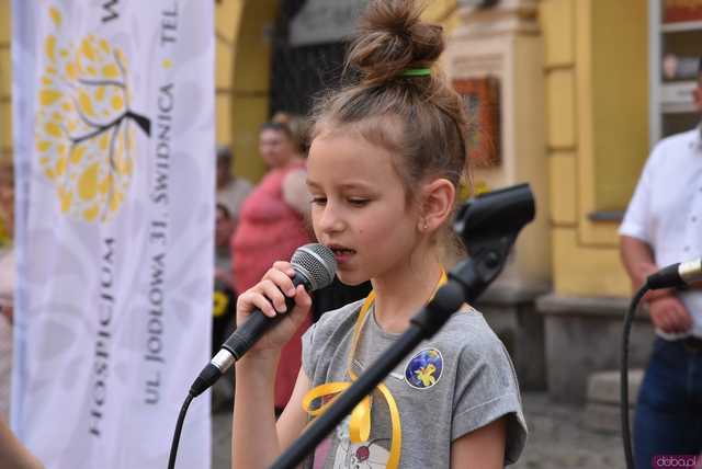 [WIDEO/FOTO] Żółty Marsz Nadziei okrążył świdnicki rynek na zwieńczenie VI edycji Pól Nadziei. Okrągły jubileusz obchodziło TPC Hospicjum