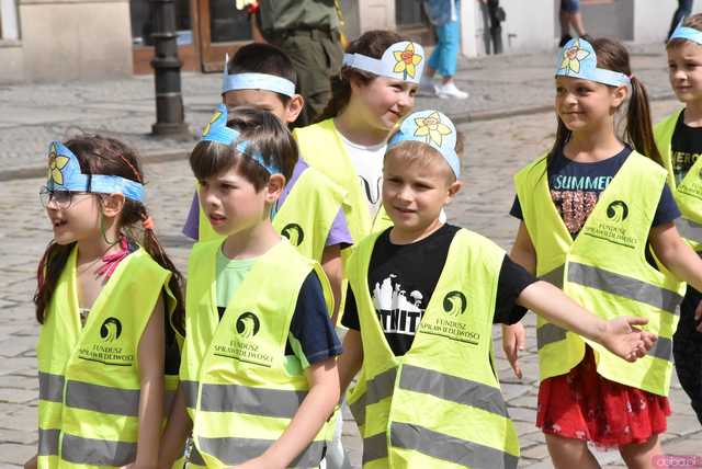 [WIDEO/FOTO] Żółty Marsz Nadziei okrążył świdnicki rynek na zwieńczenie VI edycji Pól Nadziei. Okrągły jubileusz obchodziło TPC Hospicjum
