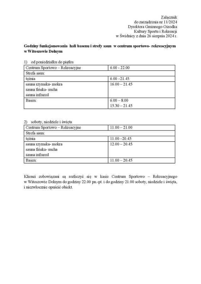 5 września ponowne otwarcie basenu w Witoszowie Dolnym