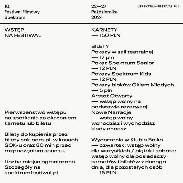22-27.10, Świdnica: 10. Festiwal Filmowy Spektrum