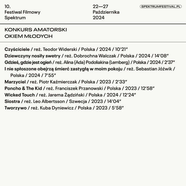 22-27.10, Świdnica: 10. Festiwal Filmowy Spektrum