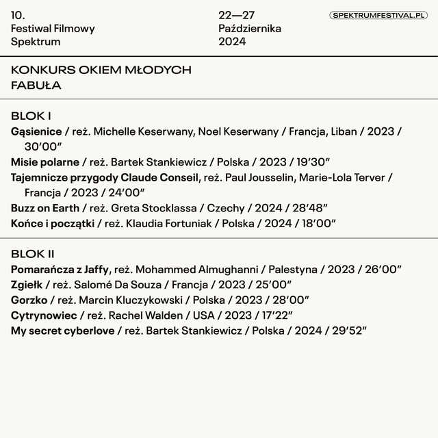 22-27.10, Świdnica: 10. Festiwal Filmowy Spektrum