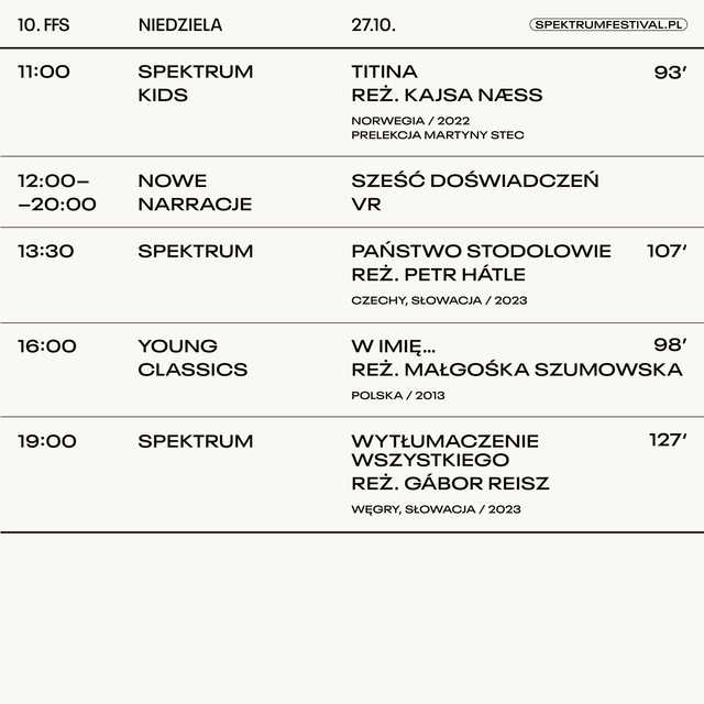 22-27.10, Świdnica: 10. Festiwal Filmowy Spektrum