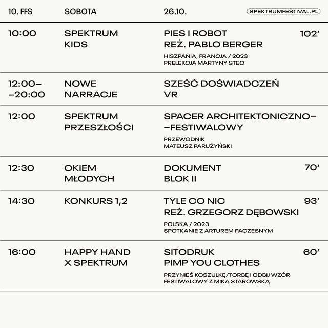 22-27.10, Świdnica: 10. Festiwal Filmowy Spektrum