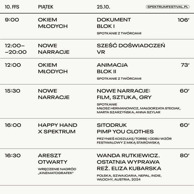 22-27.10, Świdnica: 10. Festiwal Filmowy Spektrum