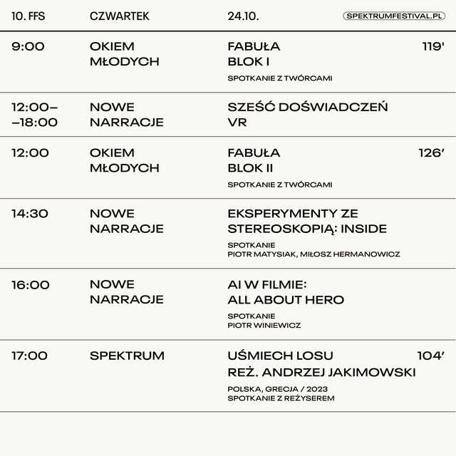 22-27.10, Świdnica: 10. Festiwal Filmowy Spektrum