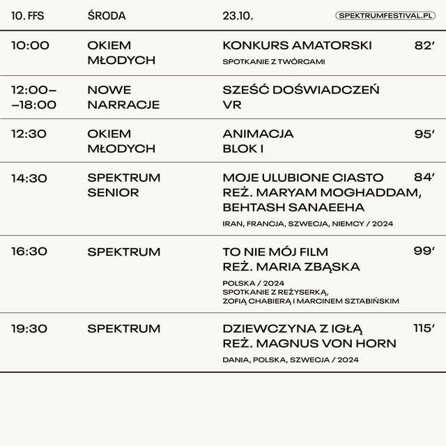 22-27.10, Świdnica: 10. Festiwal Filmowy Spektrum