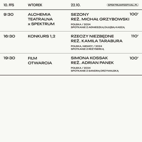 22-27.10, Świdnica: 10. Festiwal Filmowy Spektrum